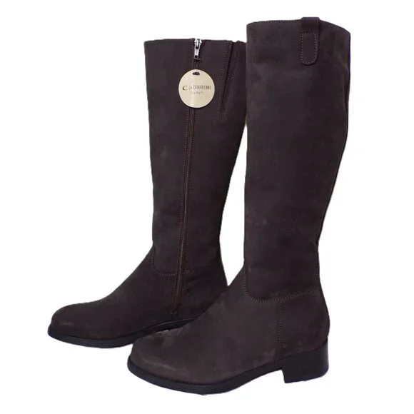 🆕 LA CANADIENNE Love Knee High Lined Waterproof Suede Boot 7 Gray - Picture 3 of 13